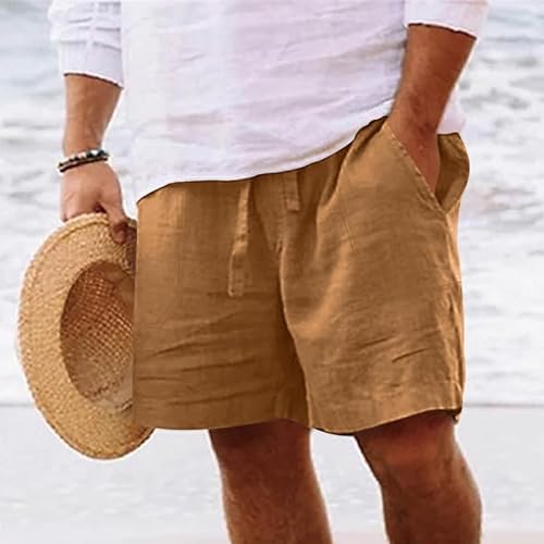 Lay U HOME Sommer solid Farbe Baumwolle und Leinen Männer Hosen elastische Taille Breite-Bein Shorts dünne beiläufige gerade Hosen von Lay U HOME