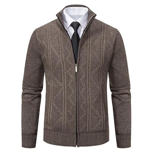 Lay U HOME Verdickt Jacke Männer Herbst und Winter warme Trend-Linie Stehkragen gestrickte Strickjacke Pullover Mantel von Lay U HOME