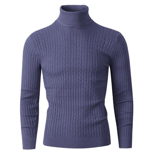 Lay U HOME Winter Herren Rollkragen Gestrickte Pullover Casual Slim Fit Tops Warme Fitness-Pullover Schwarz Übergroßen Pullover mit Twist Gemustert von Lay U HOME