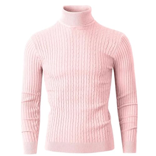 Lay U HOME Winter Herren Rollkragen Gestrickte Pullover Casual Slim Fit Tops Warme Fitness-Pullover Schwarz Übergroßen Pullover mit Twist Gemustert von Lay U HOME