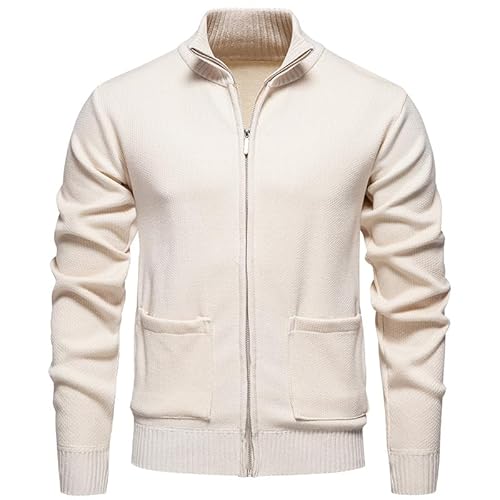 Lay U HOME Winter Männer Pullover Jacke Retro solide Farbe Männer Strickjacke Stehkragen Pullover Jacke von Lay U HOME