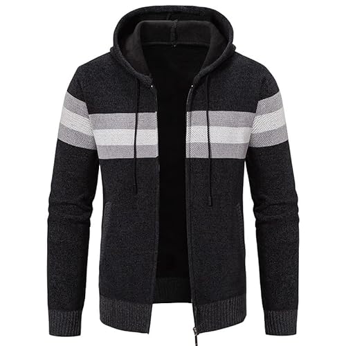 Lay U HOME Winter-Männer-Pullover Strickwaren jacken Plus Größe Strickjacke mit Kapuze und samt Casual Dicke warme jacken von Lay U HOME