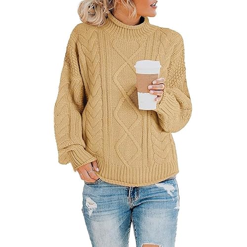 Lay U HOME Women 's Women' s Spring Sweater Thick-line Turtleneck Pullover Lange-ärmeln Casual Pullover Sweater von Lay U HOME