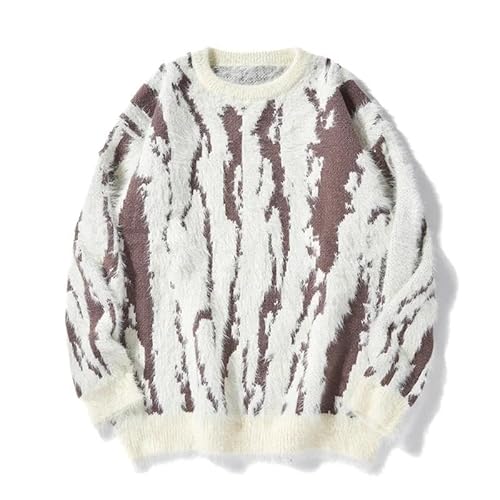 vertikale Streifen Pullover Langarm Herbst Winter Pullover Casual Loose Round Neck China-Chic Strickwaren Männer von Lay U HOME