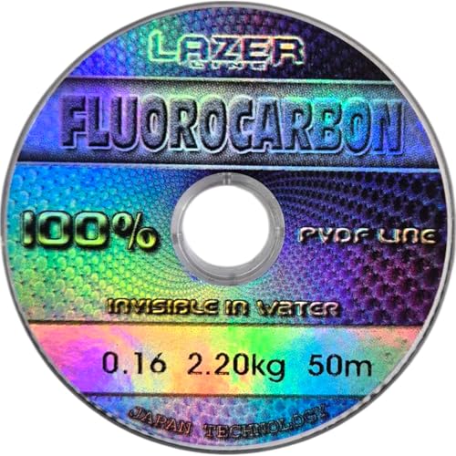 LAZER LINE Fluorocarbon Angelschnur 50m Dia 0,16mm Test 2,2kg - Transparent Vorfachschnur für Hecht Zander Barsch Forelle Karpfen - Fluorocarbon Vorfach - Raubfish Angeln Schnur – Flourocarbonschnur LAZER LINE Fluorocarbon Angelschnur 50m Dia 0,16mm Test 2,2kg - Transparent Vorfachschnur für Hecht Zander Barsch Forelle Karpfen - Fluorocarbon Vorfach - Raubfish Angeln Schnur – Flourocarbonschnur von Lazer Line