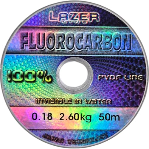 LAZER LINE Fluorocarbon Angelschnur 50m Dia 0,18mm Test 2,6kg - Transparent Vorfachschnur für Hecht Zander Barsch Forelle Karpfen - Fluorocarbon Vorfach - Raubfish Angeln Schnur – Flourocarbonschnur LAZER LINE Fluorocarbon Angelschnur 50m Dia 0,18mm Test 2,6kg - Transparent Vorfachschnur für Hecht Zander Barsch Forelle Karpfen - Fluorocarbon Vorfach - Raubfish Angeln Schnur – Flourocarbonschnur von Lazer Line