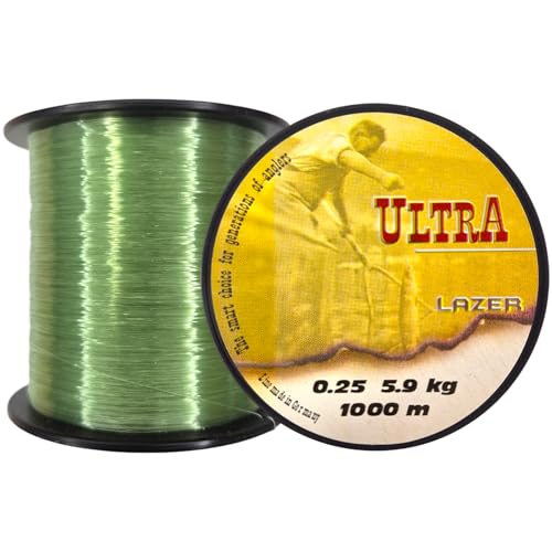 LAZER LINE Ultra Monofil Angelschnur 1000m Dia 0,25mm Test 5,9kg Grün Schnur - Karpfen Hecht Zander Angel - Spinner Angeln - Grundangeln - Monofilament Angelsehne - Nylonfaden Vorfach – Vorfachschnur LAZER LINE Ultra Monofil Angelschnur 1000m Dia 0,25mm Test 5,9kg Grün Schnur - Karpfen Hecht Zander Angel - Spinner Angeln - Grundangeln - Monofilament Angelsehne - Nylonfaden Vorfach – Vorfachschnur von Lazer Line