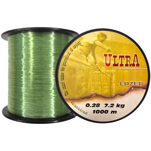 LAZER LINE Ultra Monofil Angelschnur 1000m Dia 0,28mm Test 7,2kg Grün Schnur - Karpfen Hecht Zander Angel - Spinner Angeln - Grundangeln - Monofilament Angelsehne - Nylonfaden Vorfach – Vorfachschnur LAZER LINE Ultra Monofil Angelschnur 1000m Dia 0,28mm Test 7,2kg Grün Schnur - Karpfen Hecht Zander Angel - Spinner Angeln - Grundangeln - Monofilament Angelsehne - Nylonfaden Vorfach – Vorfachschnur von Lazer Line