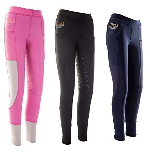 Lazura Damen Reitleggings Silikon Vollbesatz MESH dunkelblau 32/34 von Lazura