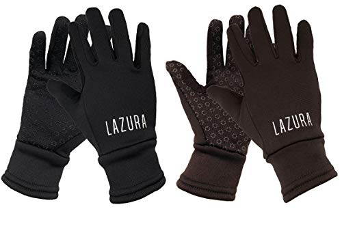 Lazura - Winter Reithandschuhe Calgary | weiche Winterhandschuhe zum Reiten | inkl. Zügelverstärkung | dünne warme Handschuhe in Braun | Unisex Reitbekleidung in Größe XL von Lazura