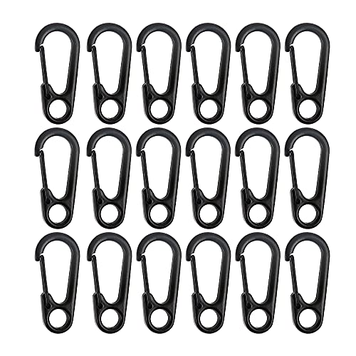 Mini Karabiner 20 Stück Karabinerhaken aus Zinklegierung Schlüsselanhänger Klettern Clips Snap für Klettern Wandern Bergsteigen Camping Hängende Woelbung (Schwarz | 31,3×14,3 mm) von LbsAMP