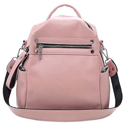 Lbvzxkad Weiches Leder Rucksack Damen Multi Funktional Umhänge Tasche Teenager Mädchen Schul Tasche Weibliche Feste Tasche, Rosa von Lbvzxkad