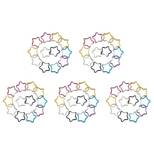 Lckiioy 50 Stück Fünfzackiger Stern Aluminium Karabiner Schlüsselanhänger Outdoor Schlüsselanhänger Haken Wasserflasche Hängeschnalle Reisezubehör von Lckiioy
