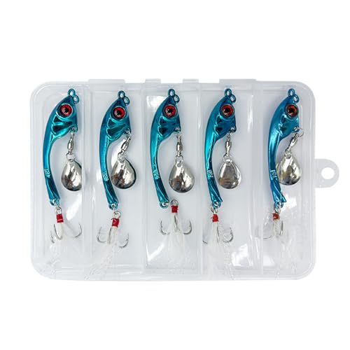 Ldabrye 5Pcs Angeln Spinner Swimbaits Set Für Salzwasser Und Salzwasser Pailletten Köder Set Löffel Stahl Drillinge Spinner Köder von Ldabrye