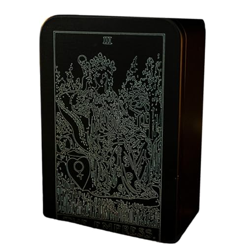 Ldabrye Iron Tarotkarten-Aufbewahrungskoffer, tragbare Tarotkarten-Box, Astrologie, Wahrsagung, Aufbewahrungskoffer, weiße Linienmuster, Karte Containe von Ldabrye