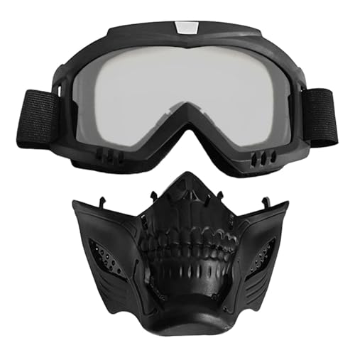 LeKing Reitbrille, Motorradbrille mit abnehmbarer Gesichtsmaske,Dirtbike ATV Motocross Brillen - Abnehmbare Motorrad-Reitbrille mit abnehmbarer Gesichtsmaske für Offroad-Radfahren, Motorradrennen von LeKing