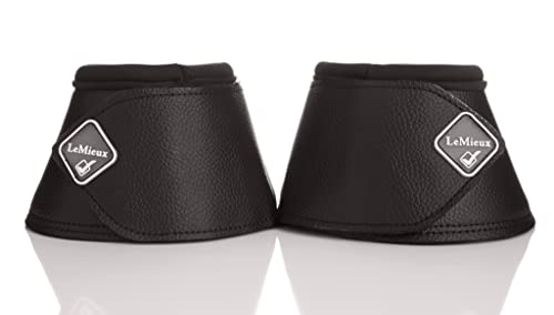 LeMieux Leather Wrap Round Pair Hufglocken, Schwarzes Lederband, L von LeMieux