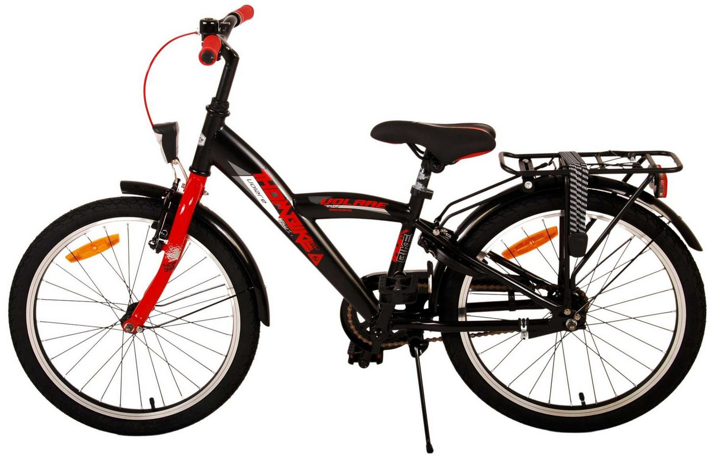 LeNoSa Kinderfahrrad Adventure Jungen Fahrrad 18 / 20 Zoll • Schwarz-rot-orange, 1 Gang, 2 Handbremsen von LeNoSa