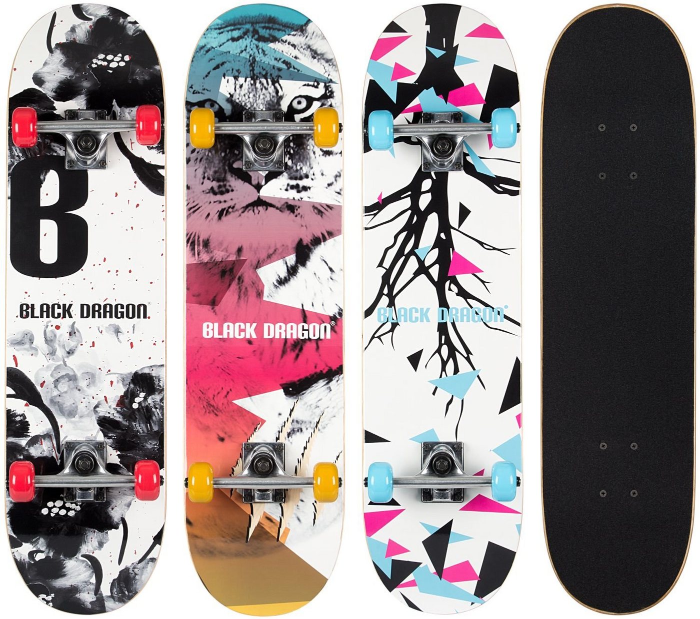 LeNoSa Skateboard Black Dragon Double Kicktail Skateboard • 8 Schichten Ahornholz von LeNoSa