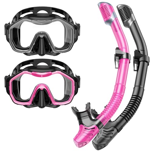 Lealinga Schnorchelset Erwachsene, 2er-Set, Schnorcheln Set mit Panorama Schnorchelmaske und Dry Schnorchel, Anti-Fog wasserdichte Tauchmaske aus Gehärtetem Glas für Tauchen, Schnorcheln, Schwimmen Lealinga Schnorchelset Erwachsene, 2er-Set, Schnorcheln Set mit Panorama Schnorchelmaske und Dry Schnorchel, Anti-Fog wasserdichte Tauchmaske aus Gehärtetem Glas für Tauchen, Schnorcheln, Schwimmen von Lealinga
