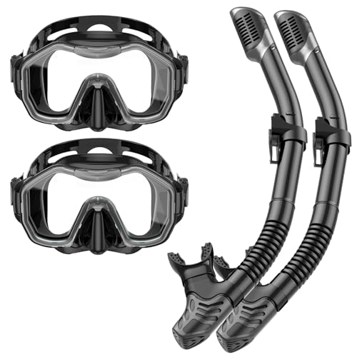 Lealinga Schnorchelset Erwachsene, 2er-Set, Schnorcheln Set mit Panorama Schnorchelmaske und Dry Schnorchel, Anti-Fog wasserdichte Tauchmaske aus Gehärtetem Glas für Tauchen, Schnorcheln, Schwimmen Lealinga Schnorchelset Erwachsene, 2er-Set, Schnorcheln Set mit Panorama Schnorchelmaske und Dry Schnorchel, Anti-Fog wasserdichte Tauchmaske aus Gehärtetem Glas für Tauchen, Schnorcheln, Schwimmen von Lealinga