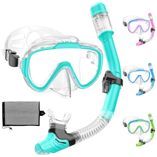 Lealinga Schnorchelset Kinder, Taucherbrille Kinder mit 180° Anti-Fog Panorama-Weitblick Tauchmaske und Dry Schnorchel Schnorcheln Set, Anti-Leck Schnorchelmaske mit Nasenschutzfür Jungen und Mädchen Lealinga Schnorchelset Kinder, Taucherbrille Kinder mit 180° Anti-Fog Panorama-Weitblick Tauchmaske und Dry Schnorchel Schnorcheln Set, Anti-Leck Schnorchelmaske mit Nasenschutzfür Jungen und Mädchen von Lealinga