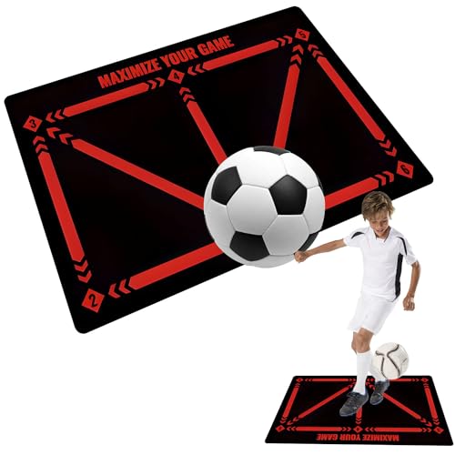 LeapBeast Fußball Schritt Trainingsmatte, 60x90cm Ballkontrolle Fussballmatte Training, Rutschfeste Stoßdämpfende Fußball-Spielplatzteppich, Sportmatte leise Geschenke für Fußballfan (Rot) von LeapBeast