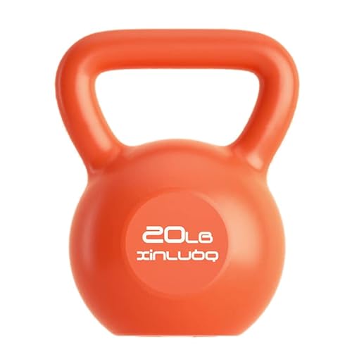 Leapiture Kettlebell-Gewichte, breiter Griff, Kettlebell-Krafttrainingsgerät mit Handflächenschutz, Handgelenkschutz, Komfort und Stabilität für Männer und Frauen (20lb / 9.1kg Orange) von Leapiture