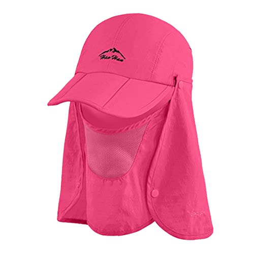 Leapiture Sonnenhut mit breiter Krempe, multifunktionaler Angelhut, verstaubarer UV-Schutz, Faltbare Kappe mit Gesichtsschutz, Sonnenhut mit breiter Krempe für Wanderungen (Rose Red) von Leapiture