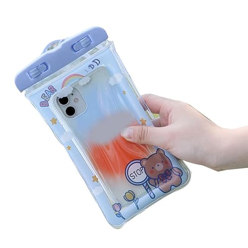 Leapiture Watertight Phone Pouch Transparent Phone Pouch Cartoon Phone Case Cell with Lanyard Cute Practical for Drifting Swimming Diving (Blauer Braunbär) von Leapiture