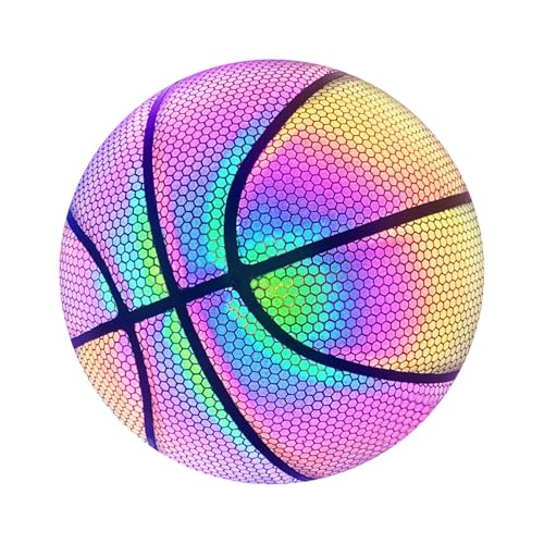 Basketbälle | reflektierender Basketball aus holografischem PU Basketball mit Licht | Glow im dunklen Basketball | Outdoor-Basketball | Basketballgeschenke für , Mädchen, Männer und F von LearnLyrics