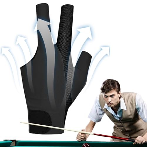 Billard-Pool-Fäustlinge, Pool-Zubehör, professionell, atmungsaktiv, Stretch, 3-Finger, rutschfest, für linke Hand/rechte Hand von LearnLyrics