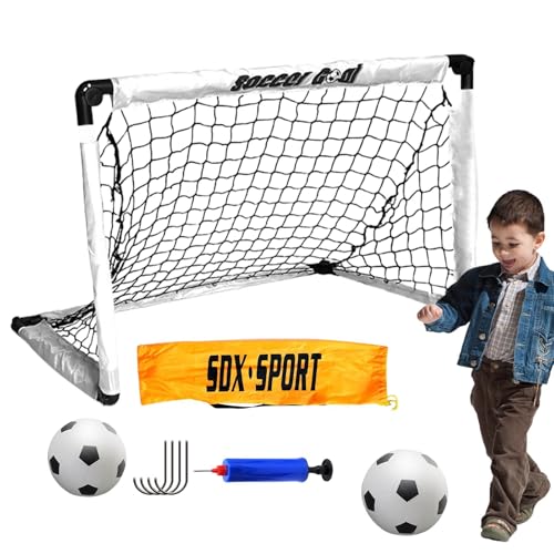 Hinterhof-Fußballnetz, faltbares Fußball-Trainingsnetz, Kinderausrüstung, Kinder-Fußball-Set, faltbares Fußballtor mit Tragetasche für drinnen und draußen von LearnLyrics