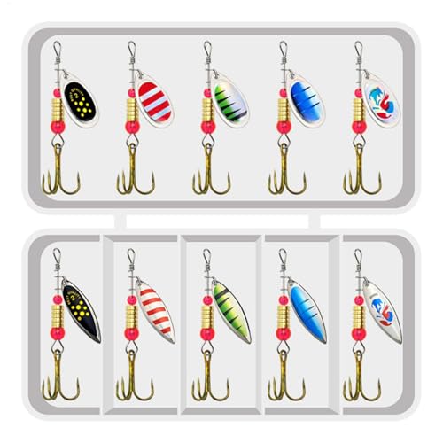 LearnLyrics Barsch-Angelköder, Köder, Angelköder - 11 Stück Löffelförmige Spinnerköder Angelköder Köder Bass Fishing Kit | Hartmetall-Angelköder Spinnerbait für von LearnLyrics