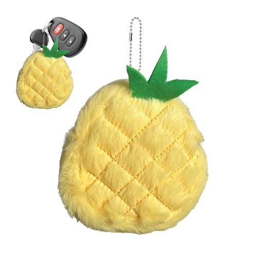 Plüsch-Münzgeldbörse – kleine Geldbörse und Kleingeldhalter, Plüschtaschen-Anhänger, modisches multifunktionales verschleißfestes Accessoire für Schlüssel, Headset, Lippenstift, Ananas, Refer to von LearnLyrics