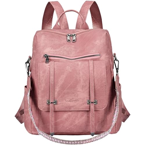 Leathario Rucksack Damen Wasserdicht,Cityrucksack aus PU Leder,Mittelgroße Damen-Rucksackhandtaschen, Cityrucksack Damen für Uni,Travel, Arbeit von Leathario