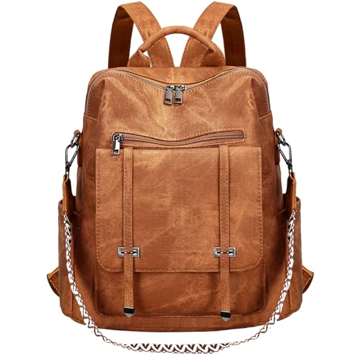 Leathario Rucksack Damen Wasserdicht,Cityrucksack aus PU Leder,Mittelgroße Damen-rucksackhandtaschen, Cityrucksack damen für Uni,Travel, Arbeit von Leathario