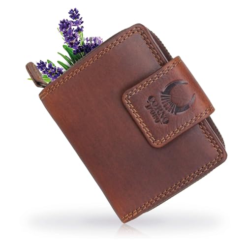 Corno d´Oro Premium Geldbörse Damen Klein Leder mit RFID Schutz I Handgefertigter Mini Geldbeutel mit Reißverschluss Echt Leder Vintage I Portemonnaie Frauen Braun im Geschenkbox Corno d´Oro Premium Geldbörse Damen Klein Leder mit RFID Schutz I Handgefertigter Mini Geldbeutel mit Reißverschluss Echt Leder Vintage I Portemonnaie Frauen Braun im Geschenkbox von Corno d´Oro
