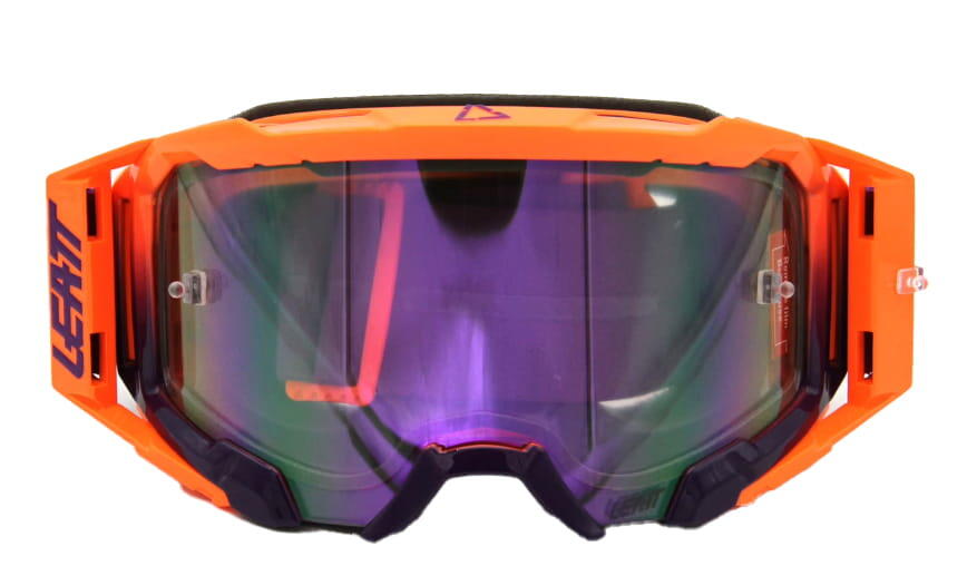 Velocity 5.5 Iriz Goggle anti fog mirror lens Neon Orange/Lila von Leatt