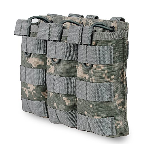 Tactical MOLLE Triple Open-Top Magazine Pouch FAST AK AR M4 FAMAS Mag Military Pouch Outdoor Paintball Airsoft 1000D Nylon(ACU) von LecMy
