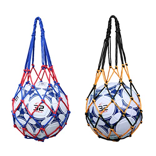 Ledeak Ballnetz Net Tasche, 2 Stück Tragbare Mesh Balltasche Ballnetz Speicher Netzstoff Tasche Volleyball Basketball Ballsack Fußball Netztasche Handball Balltasche Trainingstasche Fussballnetz von Ledeak