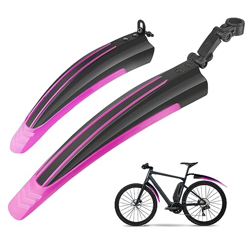 Ledeak Fahrrad-Schutzblech-Set, tragbar, verstellbar, Rennrad, Mountainbike, Fahrradreifen, vorne und hinten, Schutzbleche für MTB, Mountainbike, Rennrad, rose von Ledeak