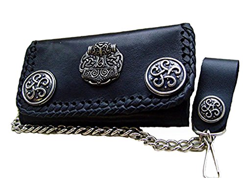 Biker -Leder-Geldbörse Zierniete Nordgermanischer Thorshammer Lederfarbe Schwarz 16x10 cm mit Kette und Schlaufe mit Druckknopf Biker -Leder-Geldbörse Zierniete Nordgermanischer Thorshammer Lederfarbe Schwarz 16x10 cm mit Kette und Schlaufe mit Druckknopf von Lederecke Konstanz