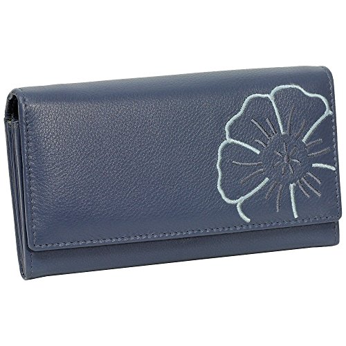 Branco Damen Geldbörse Portemonnaie Leder Damenbörse Damen Geldbeutel blau von Ledershop24