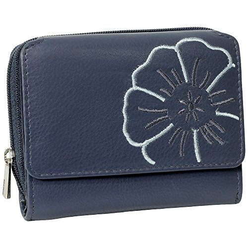 Branco Leder Geldbörse Portemonnaie Damenbörse Damen Geldbeutel Blau - sehr hochwertig von Ledershop24