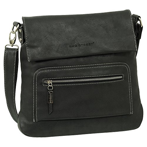 Ledershop24 Geschenkset - Handtasche Schultertasche Umhängetasche Wildleder-Imitat Used Look Farbe Schwarz von Ledershop24