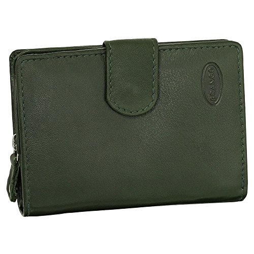 Kleine Luxus Leder Damen Geldbörse Portemonnaie Geldbeutel mit Reißverschluss 8 cm Farbe Grün von Ledershop24