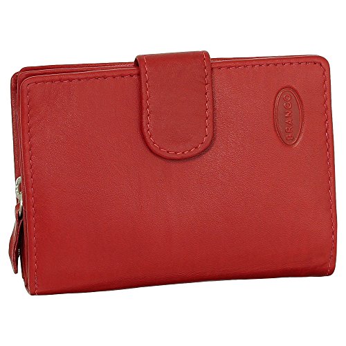 Kleine Luxus Leder Damen Geldbörse Portemonnaie Geldbeutel mit Reißverschluss 8 cm Farbe Rot von Ledershop24