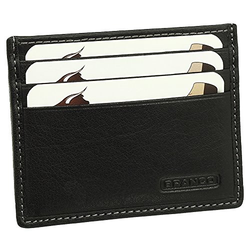 Leder Kartenetui Kreditkartenetui extra flach mit Zusatzfach für z.B. Geldscheine Karten Etui 10 cm Farbe schwarz von Ledershop24