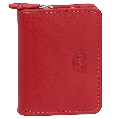 Leder Münzbörse Mini Herren Damen Geldbörse Partybörse Kleingeldbörse Minibörse Geldbeutel 107 Rindsleder 8,5 cm Farbe Rot von Ledershop24